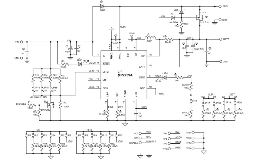 Schematic - Monolithic Power Systems (MPS) EV2759A-Q-00A Evaluation Board